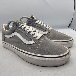 Vans Old Skool Mens 9.5 Gray White Sneaker Shoes Skate Casual Walking Outdoors